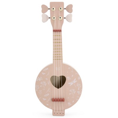 Label Label: Wooden Banjo Toy - Pink, Heart Design, Kids Ages 3+