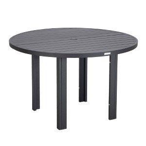 LeisureMod Round Outdoor Aluminum Dining Table for Modern Home, Patio, Backyard Garden Chelsea Collection - 1 of 4