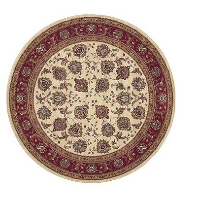 Ivory and Red Oriental Polypropylene Area Rug, 2 x 3 ft