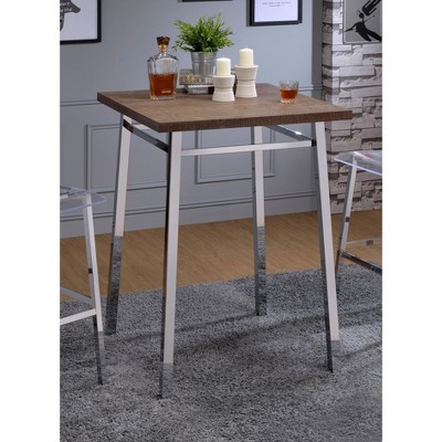 NicBex Round Dining Table 24" Modern Minimalist Gunmetal Finish Adjustable Height Bar Table for Dining Room