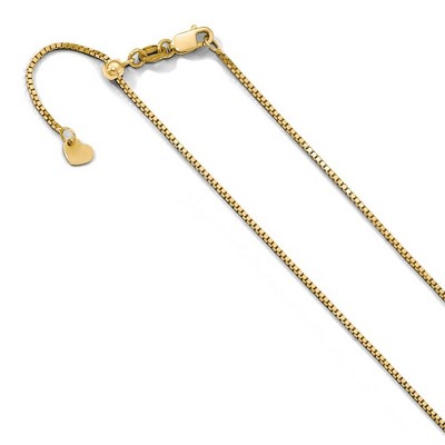 Black Bow Jewelry 0.9mm 10k Yellow Gold Adjustable Box Chain Necklace