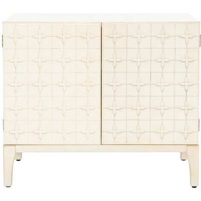 Antique White Mid-Century 2 Door Chest with Shelf