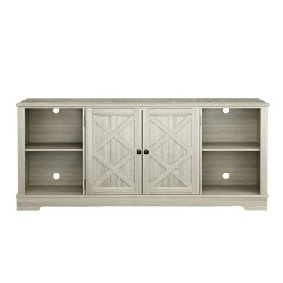 Gray 70" Farmhouse TV Stand with Cabinet and Shelves