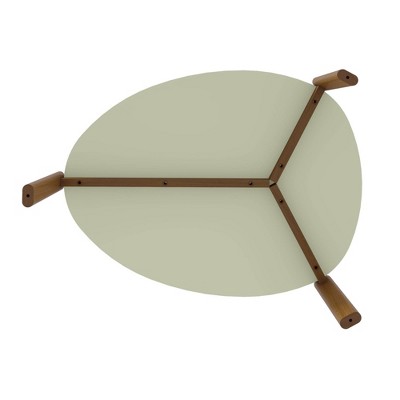 Modern Green MDF and Eucalyptus Wood Elliptical Accent Table Set