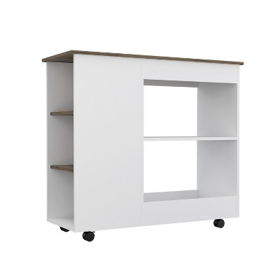 NicBex 1 Drawer Rolling Kitchen Island Cart with 2 Open Shelves,Kitchen Island on Wheels with Storage,Island Table for Kitchen