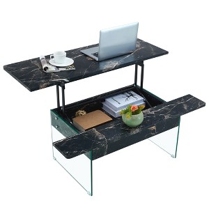 Dexmalle Combining walnut wood grain with tempered glass coffee table with lifting function - 1 of 4