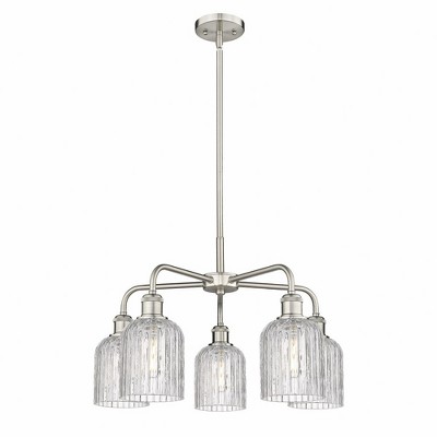 Bridal Veil - 5 Light Stem Hung Chandelier In Art Deco Style-14.5 Inches Tall and 23 Inches Wide