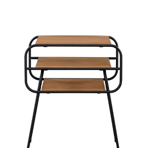 20" Kaseko Accent Table Oak/Black Finish - Acme Furniture: Space-Saving, Open Shelf Design - 1 of 4