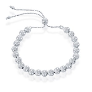 Bella Silver Sterling Silver 6MM Round Beads Adjustable Bolo Bracelet - Silver - 9.5 Inch - 1 of 3