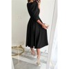 Coolmee Women's Wedding Guest Formal Dresses V Neck 3/4 Sleeves Elegant Dresses  Slim Fit Casual Pleated Cocktail Tea Midi Dresses - 3 of 4