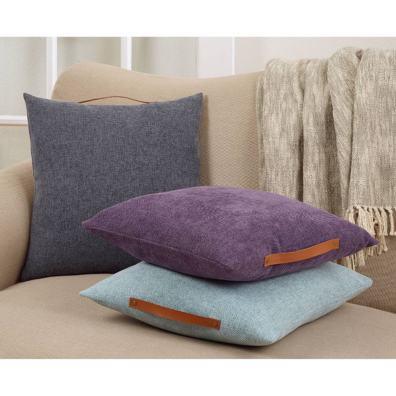 18"x18" Chenille with Handle Poly Filled Square Throw Pillow - Saro Lifestyle, 4 of 5