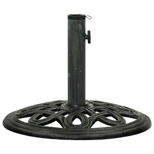 vidaXL Umbrella Base Patio Parasol Umbrella Stand Weighted Base Cast Iron - Green Ø 15.7" x 12.6" - 1 of 4