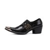 Santimon Mens Western Shoes Leather Fashion Casual Metal Tip Slip on Dress Shoes Black - 2 of 4