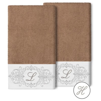 Set of 2 Monogrammed Towels  - Linum Home Textiles