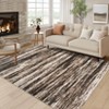 Washable Modern Striped  Abstract Rug Non Slip Low Pile Rug Soft Contemporary Throw Floor Cover Foldable Indoor Carpet for Living Room Bedroom - 2 of 4