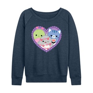 Women's - Squishmallows - Squish Heart Lightweight French Terry Wide Neck Long Sleeve Graphic Shirt - 1 of 4