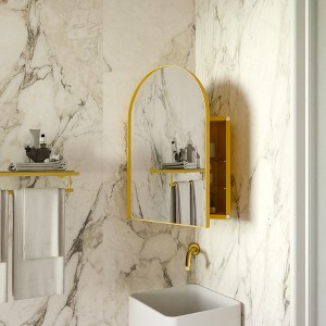 GDFStudio Agatha Modern Medicine Cabinet with Arched Mirror and Adjustable Tempered Glass Shelves - 1 of 4