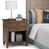 Vynxaria Transitional 2-Drawer Bedside Table - Rustic Natural Aged Brown, 16"D x 24"W x 26"H, Solid Wood, Antique Bronze Handles - 3 of 4