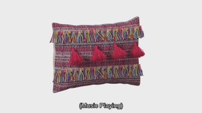 Colorful Bohemian Rectangular Pillow with Fringe and Tassels
