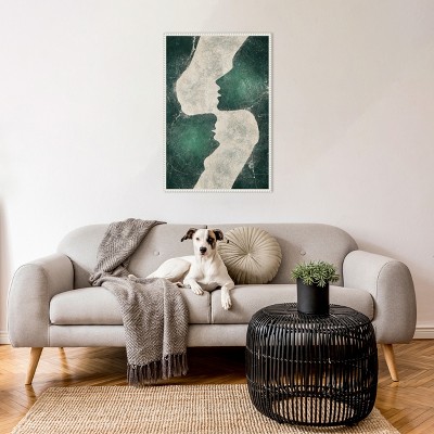 Emerald Love Green and Gray Abstract Canvas Wall Art