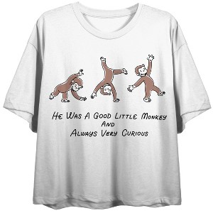 Curious George TV Tumbling Women’s White Crew Neck Short Sleeve Crop Top - 1 of 4