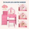 Vanity Desk with Mirror and Lights for Little Girls, Makeup Vanity Set with Drawers & Open Storage Shelves, Wooden Princess Dressing Table for Bedroom - 2 of 4