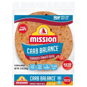Mission Carb Balance Sundried Tomato Basil Tortilla Wraps  - 12oz/8ct - 1 of 4