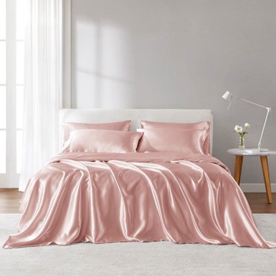 Sapphtopaz Luxury Satin Comforter Set, Bedding Set Fitted Sheet Set with 1 Flat Sheet,1 Fitted Sheet,2 Pillowcase, Machine Washable