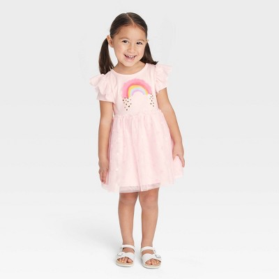 Toddler Girls' Rainbow Tulle Dress - Cat & Jack™ Pink 2T
