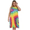 Coolmee Womens Summer Plus Size Midi Dress Loose Round Neck Sleeveless Sundresses - 3 of 4