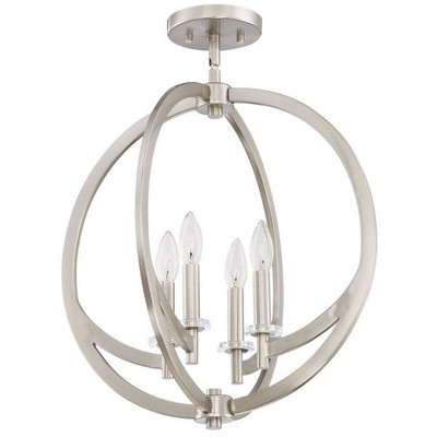 Brushed Nickel 18" Globe Pendant Light with Glass Shade