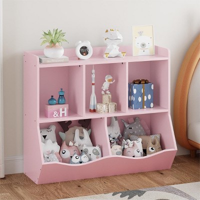 Kids Bookshelf and Bookcase Toy Storage Multi Shelf with Cubby Organizer Cabinet for Boys Girls,for Children Playroom Hallway