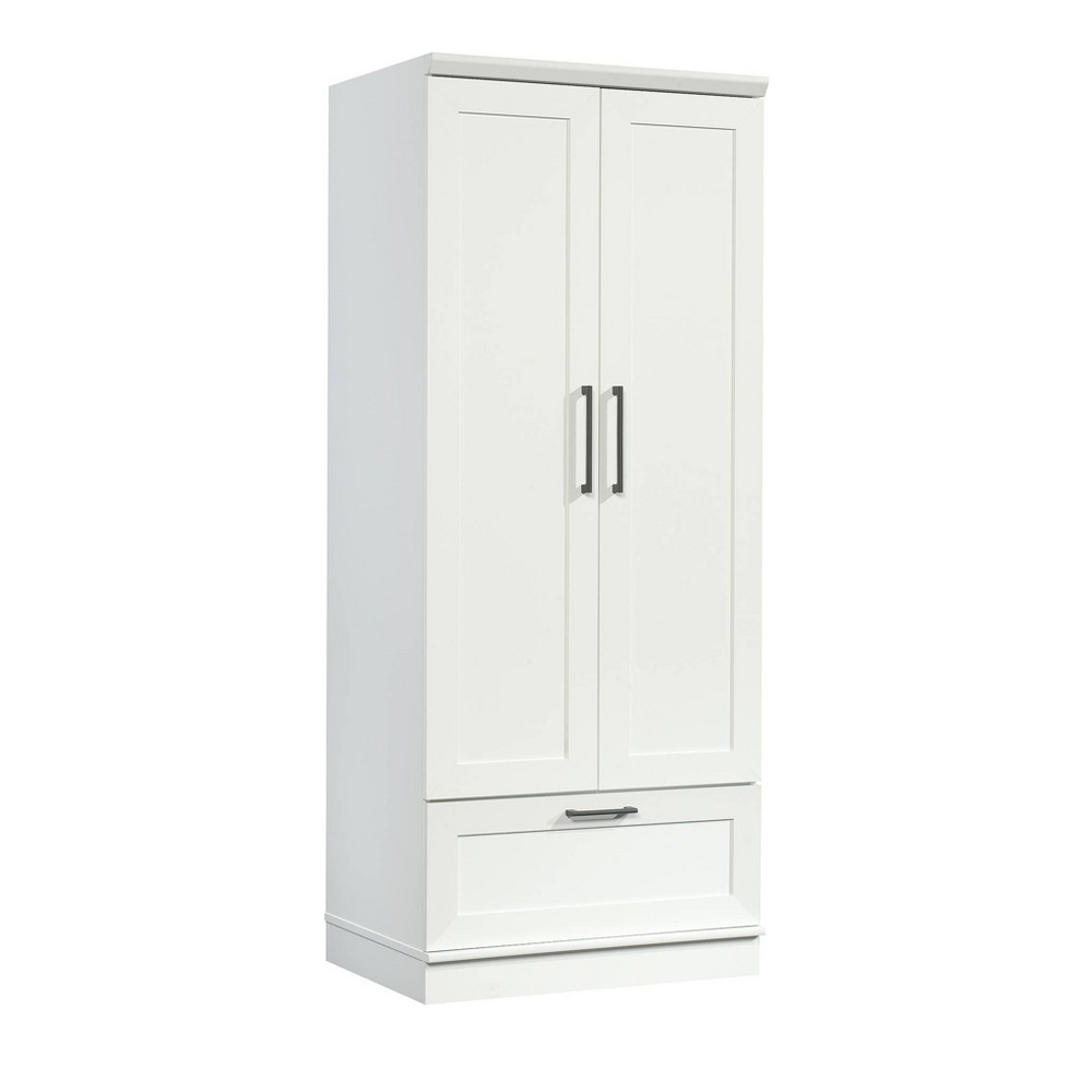 Homeplus Wardrobe Soft White - Sauder: MDF Construction, 2-Door Armoire Dresser with Drawers & Metal Hardware