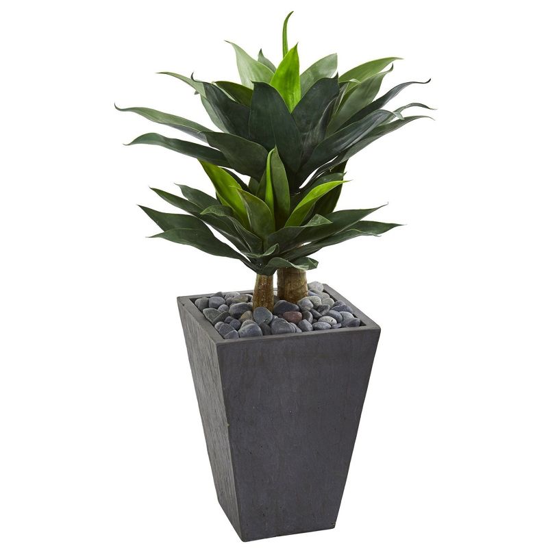 Nearly Natural 37-in Double Agave Succulent Artificial Plant in Slate Planter, 1 of 3