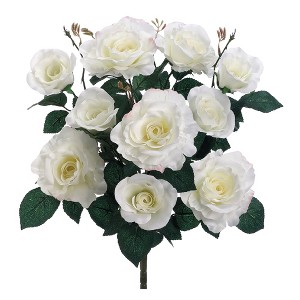 Allstate Floral Artificial Rose Bush Spray - 18" - White - 1 of 1