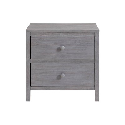 Gray 2-Drawer Wooden Nightstand with Felt-Lined Top Drawer