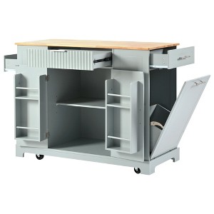 NicBex Mobile Kitchen Island Cart Morden Kitchen Carts on Wheels with Storage with 2 Cabients Doors, 3 Drawer and Trash Bin for Kitchen - 1 of 4