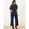 Allegra K Women's Casual Dressy Cape Ruffle Sleeve Tie Waist Wide Leg Jumpsuits - image 3 of 4