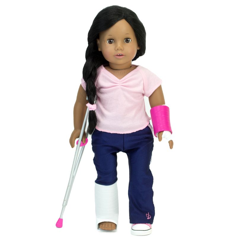 Sophia’s Wheelchair, Cast and Crutches Set for 18" Dolls, Hot Pink, 6 of 8