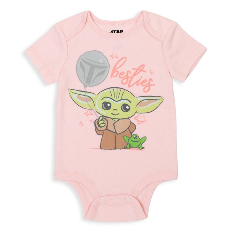 Star Wars The Mandalorian Baby Yoda Baby Girls 5 Pack Short Sleeve Baby Bodysuits Multicolor 24 Months, 2 of 8