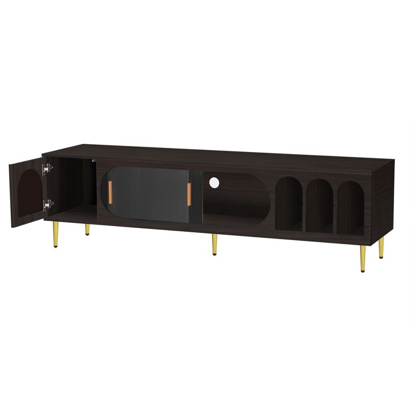 Modern TV Stand for TVs up to 80", TV Media Console Table with Acrylic Doors - ModernLuxe, 4 of 15