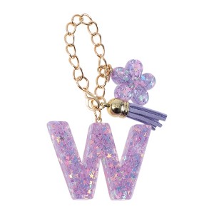 Unique Bargains Star Sequin Letter W Flower Tassel Water Cup Pendant Purple 1 Pc - 1 of 4