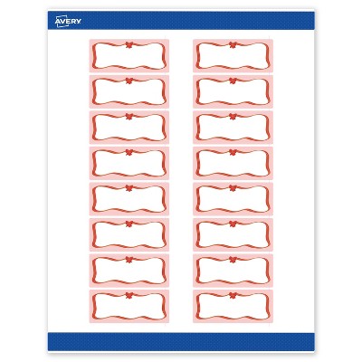 Avery Labels, 1" x 2-5/8", Gold-Pink Bow, Matte, 160ct