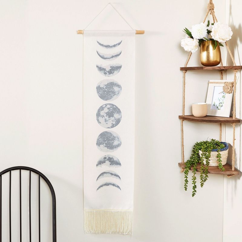 Okuna Outpost Bohemian Style Moon Phases Tapestry Hanging Wall Art for Home Decor, White, 12 x 49 In, 3 of 9