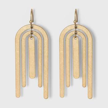 Bar and U Shape Drop Earrings - Universal Thread™ Gold