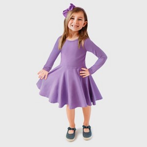 City Threads Girls Soft Jersey 100% Cotton Long Sleeve Skater Dress - USA-Made Twirly Dress for Toddlers/Kids - 1 of 4
