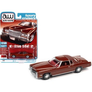 1975 Cadillac Eldorado Firethorn Red Met. w/Rear Section of Roof Matt Dark Red Ltd Ed 1/64 Diecast Model Car by Auto World - 1 of 3