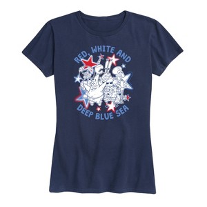 Women's - SpongeBob SquarePants - Red, White, and Deep Blue Sea Short Sleeve Graphic T-Shirt - 1 of 4