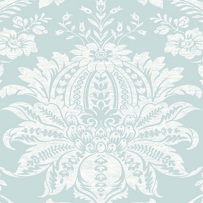 Duck Egg Blue Damask Peel and Stick Vinyl Wallpaper
