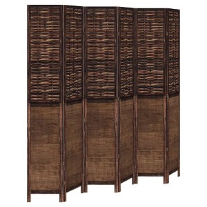 vidaXL Room Divider 6 Panels Dark Brown Solid Wood Paulownia - 1 of 4